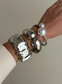 时尚欧美液态金属皱纹手链，光滑闪亮弹力弹簧手链