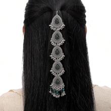 1pc Fashion Water Drop Shaped Multi-Layer Tassel Headchain, Stylish For Festivals, Parties, Weddings - Oxidized Silver - View 16