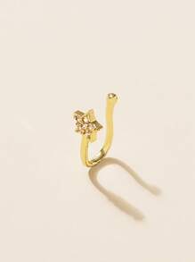 Wis 1 件时尚、迷人、优雅的狗爪、星形、心形铜镶嵌锆石鼻环/夹。假穿孔设计，无需打孔，适合女性日常佩戴、身体首饰、送给朋友的礼物 - 金 - 查看 6