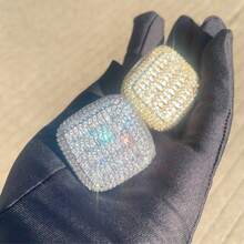 1 件立方氧化锆黄铜方戒指，男士嘻哈珠宝，日常佩戴 - 風格 - 查看 5