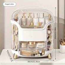 One Large Transparent Makeup Storage Box - Portable Makeup Case, Suitable For Countertops, Bathroom, And Dressing Table - Dustproof, Organizes Skincare And Makeup Products - Red - View 5