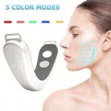 Masajeador eléctrico para cara y cuello con 5 modos y 12 niveles ajustables, apto para uso doméstico y de viaje, regalo ideal para vacaciones - Blanco - Ver 6