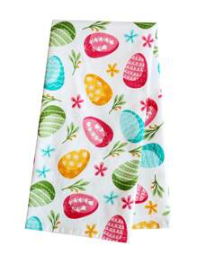 Zestaw kuchennych ręczników i serwetek z nadrukiem w kształcie jajek wielkanocnych, prostokątne ręczniki wielofunkcyjne do mycia naczyń, sprzątania, dekoracji stołu, rekwizytów fotograficznych