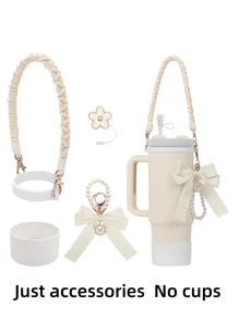 Conjunto de Acessórios da Cup (Sem Copo) Compatível com a Cup 30 Oz 40 Oz, Incluindo 1 Conjunto de Alça de Garrafa de Água, 1 Peça de Tampa de Palha de Silicone, 1 Peça de Bota de Copo de Silicone, 1 Conjunto de Acessórios de Encantos