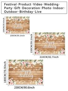 1 Stück Holzboden Blumen Glücklich Geburtstag Fotografie Hintergründe Aquarell Blumenparty Banner 150 x 100 cm/210 x 150 cm/230 x 180 cm, Innen- und Außenbereich Neugeborenen Foto Hintergrund