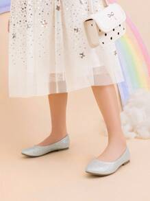 Girl'S Slip-On Mari Jane Ballerina Flat Shoes Back To School Shoes,Girls Fashionable Flat Shoes, Soft Sole Princess Shoes For Kids Students' Daily/Stage/Wedding/Dance Wear - Bạc - Xem 3