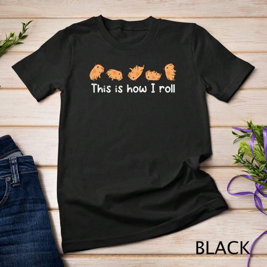 Capybara Lover Kids This Is How I Roll Capybara T-Shirt - 黑色 - 查看 1