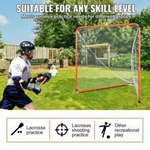 Lacrosse Goal, Hockey And Lacrosse Goal Backstop With Extended Coverage, Lacrosse Net, Steel Frame Or  Fiberglass Backyard Lacrosse Training Equipment, Portable Lacrosse Goal With Carry Bag, Quick & Easy Setup Collegiate Goal, Perfect For Youth Adult Training, Orange - Steel, 6*6 Feet, Splicing - View 6