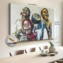 Extra Large African Black Art Canvas Print Wall Decor - JIT 1PC Art Deco Classic Contemporary Style Geometric Pattern - Spring Summer Landscape Theme - Fir Wood Frame - Wrapped Canvas Wall Hanging For Kitchen, Home Office, Living Room, Bedroom, Restaurant - Indoor Transverse Orientation Art Painting - 彩色 - 查看 2