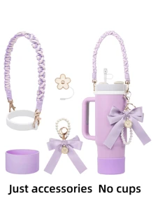 Conjunto de Acessórios da Cup (Sem Copo) Compatível com a Cup 30 Oz 40 Oz, Incluindo 1 Conjunto de Alça de Garrafa de Água, 1 Peça de Tampa de Palha de Silicone, 1 Peça de Bota de Copo de Silicone, 1 Conjunto de Acessórios de Encantos
