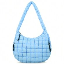 Oversized Ruched Bag Quilted Pattern Minimalist,Solid Color Pleated Puffy Cloud Shoulder Bag, Fashionable And Practical For Women, Simple And Large-Capacity,Can Be Worn Crossbody, Zip Closure
