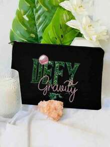 1 件装黑色旅行袋，带粉色闪光装饰 - 轻质涤纶女士化妆包，灵感来自《邪恶女巫》和《绿野仙踪》拉链式盥洗用品收纳袋，送给女儿的理想礼物，化妆旅行包学校用品旅行必需品化妆包节日必需品化妆包化妆包化妆袋化妆收纳袋节日冬季豹纹腊肠犬女士礼物 - 黑色 - 查看 5