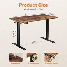 Electric Adjustable Height Standing Desk - 55 X 24 Inch Sit To Stand Up Desk With Splice Board, Rising Home Office Computer Table With 2 Hook And Wire Hole For Work - 棕色 - 查看 4
