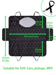 1pc Oxford Fabric Pet Car Seat Cushion, Waterproof Anti-Scratch With Printed Pattern & Mesh, Suitable For Pet Traveling And Vacation - Multicolor - View 4