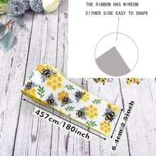 1 pièce/2 pièces Rubans de ressort à abeilles avec fil pour couronnes, arcs, emballage de cadeaux. Ruban à bourdons pour l'emballage de cadeaux, la décoration de fête d'anniversaire, les artisanat DIY. Ruban en toile de jute à pois jaune de 2,5 pouces avec bord fileté