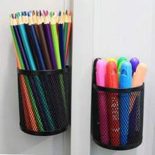 1pc Semi-Circle Magnetic Pen Holder Metal Mesh Pen Holder