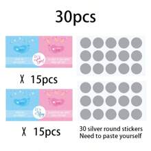 1 Set - 30/60pcs Gender Reveal Scratch Cards, Blue & Pink Crane Design, Gender Reveal Party Game Cards, Tabletop Activity - Multicolor - View 13