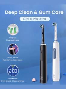 Cepillo de dientes eléctrico recargable Oral-B Pro4 (Pro Ultra), cabezal pequeño redondo, cepillo de dientes oscilante rotatorio, cuidado oral, regalo para novio/novia - Multicolor - Ver 5