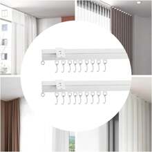 CNCEST Ceiling Curtain Track Set With 18 Roller Hooks, 3-6ft Ceiling Track For Curtains Scalable Ceiling Mounted Curtain Track Kit For Spaces Ceiling Track System (White) - 白色 - 查看 7