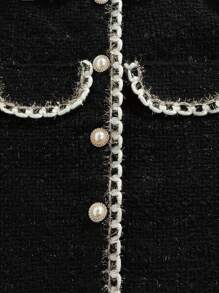 Toddler Baby Girl Tweed Plaid Dress Outfit Elegant Black And White Dress Princess Birthday Party Dress Long Sleeve A Line Dress Front Tie Ruffle 2 In 1 Collared Button Up Short Dresses - Đen và trắng - Xem 8