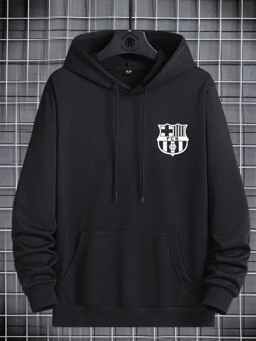 Barcelona European Team Sweatshirt Basic Casual Cotton Jacket - 黑色 - 查看 1