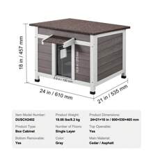 Outdoor Cat House Weatherproof,  Cat Shelter For Multiple Cats, Outdoor Wooden Cat Rabbit House With All-Round Foam Insulated, PVC Door Flaps And Open Roof - 24"L x 21"W x 18"H - 查看 7