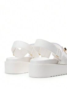 Women's 1.61-Inch Platform Wedge Sandals Slingback With Adjustable Straps Arch Support Comfortable And Suitable For Vacation Valentine's Day Commuting And Shopping Summer Shoes - White - View 7