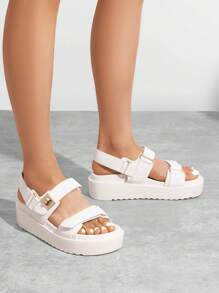 Women's 1.61-Inch Platform Wedge Sandals Slingback With Adjustable Straps Arch Support Comfortable And Suitable For Vacation Valentine's Day Commuting And Shopping Summer Shoes - White - View 4