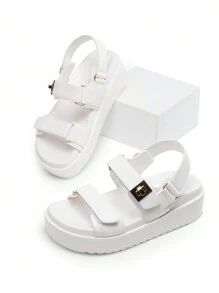 Women's 1.61-Inch Platform Wedge Sandals Slingback With Adjustable Straps Arch Support Comfortable And Suitable For Vacation Valentine's Day Commuting And Shopping Summer Shoes - White - View 1