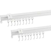 CNCEST Ceiling Curtain Track Set With 18 Roller Hooks, 3-6ft Ceiling Track For Curtains Scalable Ceiling Mounted Curtain Track Kit For Spaces Ceiling Track System (White) - 白色 - 查看 6