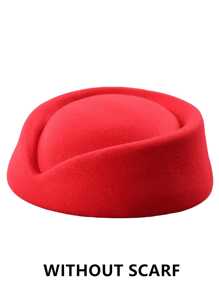 1Sets Stewardess Hat With Scarf (Some Style Without Scarf) Flight Attendant Cap Felt Pillbox Hats Air Hostess Retro Fedoras Cap Beret Hat Cosplay Costume Party Accessories For Women Lady Gift.