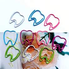 20pcs Colorful Tooth-Shaped Paper Clips,Dental-Shaped Paper Clips- Fun Office Supplies For Dentists & Bookmarks, Cute Tooth Design Document Organizers Gifts - Multicolor - View 2