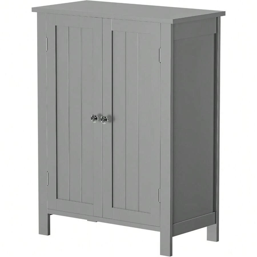 Modern Bathroom Floor Storage Cabinet With Adjustable Shelf And Double Door Rust Proof, Living Room Modern Home Furniture Storage Organizer Cabinet, Grey - Grey - View 1