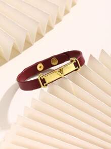 1pc Fashionable PU Leather Bracelet, Versatile Bangle, High Quality Gift For Valentine's Day, Mother's Day, Women's Daily Wear, Adjustable Length
