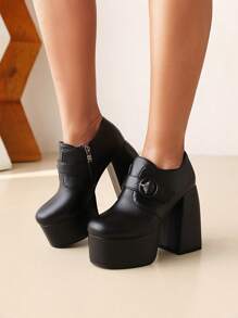 Sexy High Platform Pumps, Red, High Heels, Fashion Spring/Autumn Ladies Footwear, Pointed Toe Chunky Heel, Stylish And Charming
