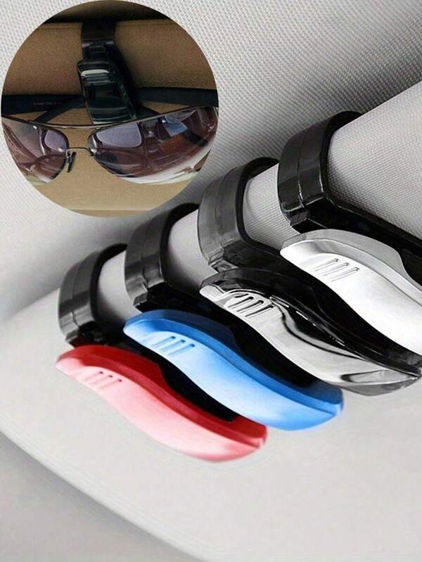 4/1 Pack Sunglass Holder For Car Sun Visor,Plain Car Sun Visor Glasses Holder Glasses Holder Clip Hanger Eyeglasses Mount For Car With Ticket Card Clip, Sunglasses Holders For Car, Genuine Sunglasses Clip For Car Visor, Glasses Hanger Clip, Car Interior Visor AccessoriesPerfect Organizer For Any Vehicle Interior