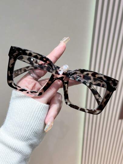 1 pieza Gafas con montura cuadrada de estilo vintage lindo Y2K con lentes transparentes, accesorios de gafas para mujeres