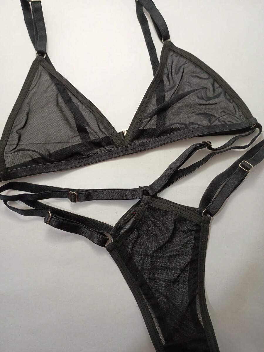 Strappy Tuli Lingerie Set - Black - View 1