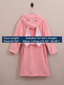1 件适合幼儿园儿童加厚珊瑚绒长度 70 厘米/27.56 英寸兔子长耳朵卡通设计连帽儿童浴袍，毛绒柔软儿童睡衣，男孩和女孩的成长装，带腰带和口袋，吸水，快干，不脱落，多种颜色适合酒店、家庭、卧室、游泳池、节日礼物、礼物、返校