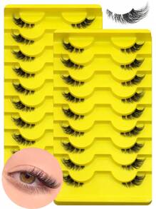 GROINNEYA 9 对假睫毛自然半睫毛猫眼透明带状睫毛蓬松纤细 3D 仿貂毛睫毛套装软条假睫毛