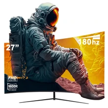 27 Inch 1K 180HZ 1080p Curved Gaming Monitor - VA 1800R Curved Monitor, 1ms MPRT, FreeSync & G-Sync, 122% SRGB, DP/HDTV, VESA, HDR10 For Gaming Home Office Business PC Monitor.Available In Multiple Sizes: 32 Inches, 34 Inches, And 24.5 Inches.