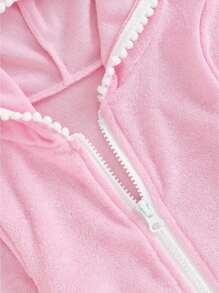 Vestido de playa de manga larga con volantes y cremallera para niñas de 2 a 8 años, primavera y otoño - Rosa - Ver 3