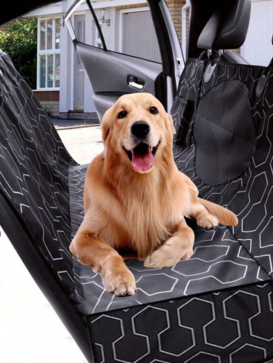 1pc Oxford Fabric Pet Car Seat Cushion, Waterproof Anti-Scratch With Printed Pattern & Mesh, Suitable For Pet Traveling And Vacation - Multicolor - View 1