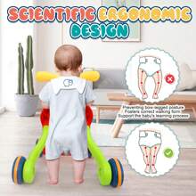 5-In-1 Baby Walker Sit-To-Stand Early Learning Walker For Toddlers, 1+ Years Baby Balance Bike/Push Walker/Activity Table/Detachable Panel With Music - Yellow - View 8