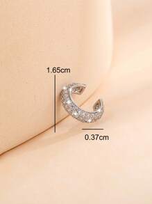 1pc Minimalist Rhinestone Inlaid Zirconia Crystal Clip Earrings, Fashionable Accessory For Daily, Date, Party Outfit
