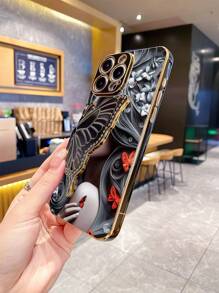 Carcasa protectora plegable antirradiación de unicolor con relieve con diseño de mariposa, hecha de material de electrochapar de alta calidad, compatible con iPhone 16 Pro Max, iPhone 11, iPhone 13, iPhone 15 Pro Max, Series Apple, S24 Ultra, S23 Ultra, Galaxy A05S, A15 5G, Galaxy A54, Series, Redmi Note 13 4G, Redmi Note 13 Pro 4G, Series