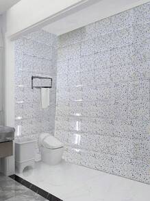 14 stuks zelfklevende aluminium composiet wandpanelen met marmerpatroon, waterdichte en vochtbestendige PVC-muurstickers voor keuken en badkamer, nepmarmeren tegelstickers, verwijderbaar decoratief behang, woondecoratie voor de lente