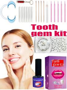 220pcs Self-Adhesive Super Shiny Tooth Gems DIY Jewelry Set With Tools, Removable & Reusable Butterfly Tooth Decor, Crystal White Rhinestone Round & Asymmetric Shape, Fashion Sparkling Tooth Sticker For Y2K, Party, Halloween, Sturdy & Reliable, Comes With Glue