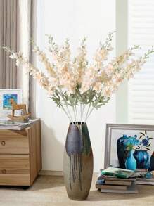 2 Pcs Delphinium Fake Flowers Wedding Bouquet Blossoms Flowers Stems Silk Garden Larkspur Plant Spray Long Stem Flower For Vase Floral Arrangement Table Centerpiece Decor Flower - 香檳色 - 查看 7