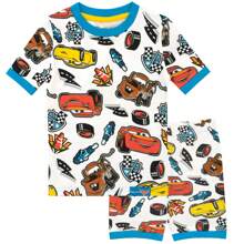 Disney Cars Pyjamas | Snuggle Fit Lightning McQueen Pyjamas | Boys' Short Pyjama Sets | Summer PJs | Officially Licensed - Blue and White - View 1